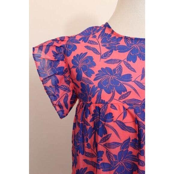 TALULAH Sz S Small Pink Blue Floral Ruffle Mini Dress NEW Cotton - Picture 2 of 8